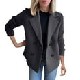 thumbnail image 1 of Sensestyle Cardigan Blazer Women, Women's Lapel Knitted Patchwork Sleeve Casual Coat Cropped Double Breasted Suit Sweater Blazers for Women Black XXXXL, 1 of 6