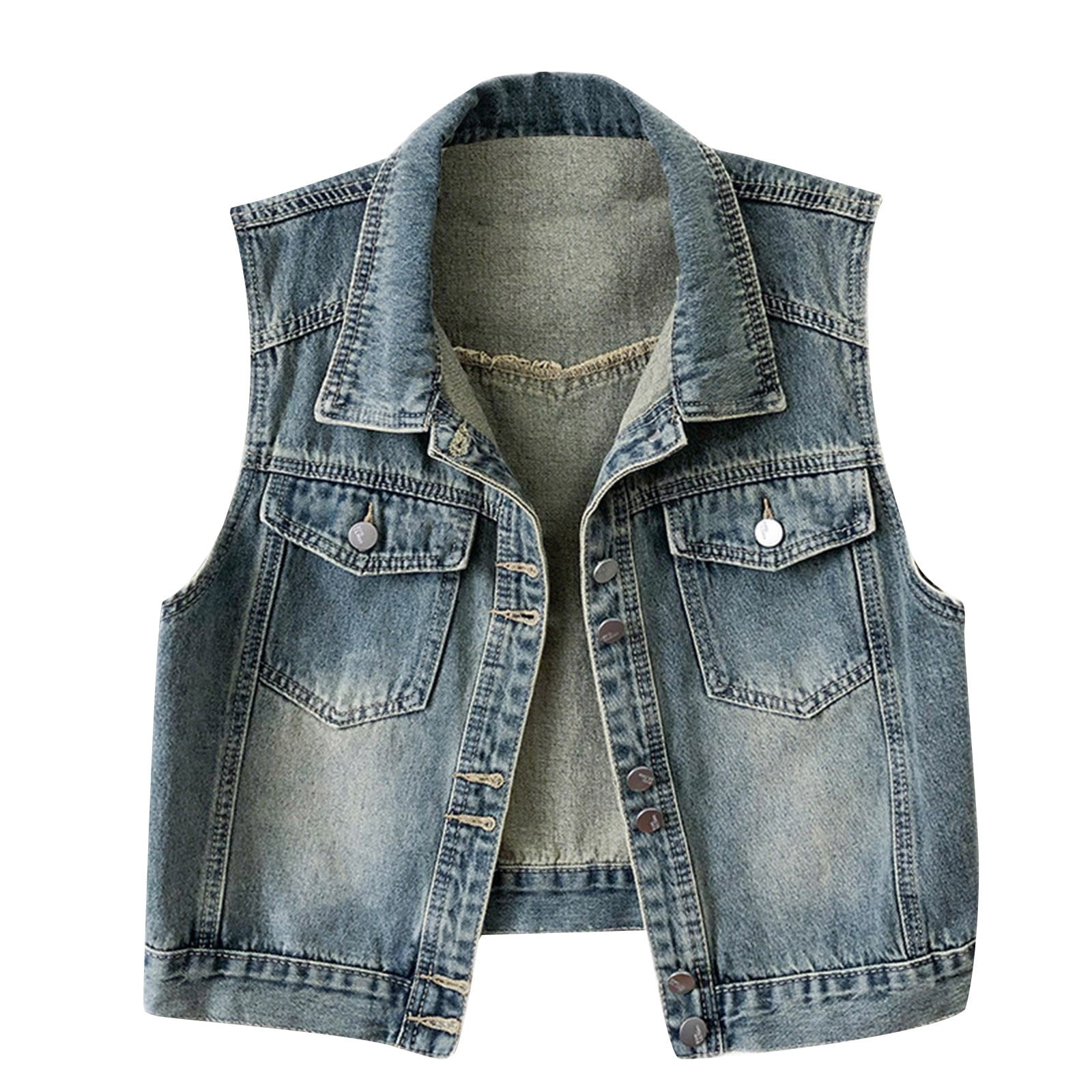 Sensestyle Jean Vest Top for Women, Women's Denim Vest Women's Short ...