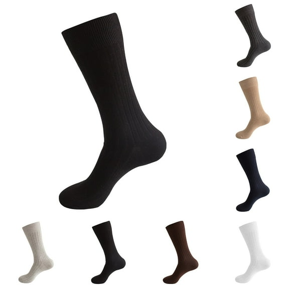 Sensestyle Mens Socks, Mens Dress Socks Autumn Winter Men's Mid Tube Solid Color Cotton Business Socks for Men A L