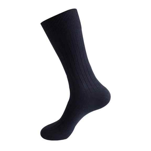 Sensestyle Mens Socks, Mens Dress Socks Autumn Winter Men's Mid Tube Solid Color Cotton Business Socks for Men Navy L