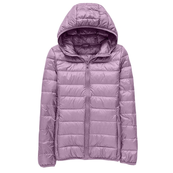 Sensestyle Puffer Jacket Womens, Plus Size Feather Lightweight down Jackets Packable Solid Color Puffer Coats with Storage Bag Winter Jackets for Women Purple1 XXXL