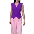 thumbnail image 1 of Sensestyle Waistcoat Women, A Lady's Suit Waistcoat Small Vest Slim Fit Paired with A Short Sleeveless Jacket with A Folded Waistcoat Vest Tops for Women Purple L, 1 of 7
