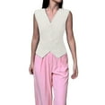 thumbnail image 1 of Sensestyle Waistcoat Women, A Lady's Suit Waistcoat Small Vest Slim Fit Paired with A Short Sleeveless Jacket with A Folded Waistcoat Vest Tops for Women White XXL, 1 of 7