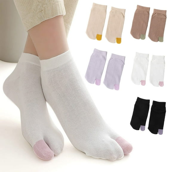 Sensestyle Womens Socks, 2Pcs Split Toe Socks Women Men Socks Non Flop Socks for Sports Shoes Boots Leather Shoes Sandals Socks for Women Beige