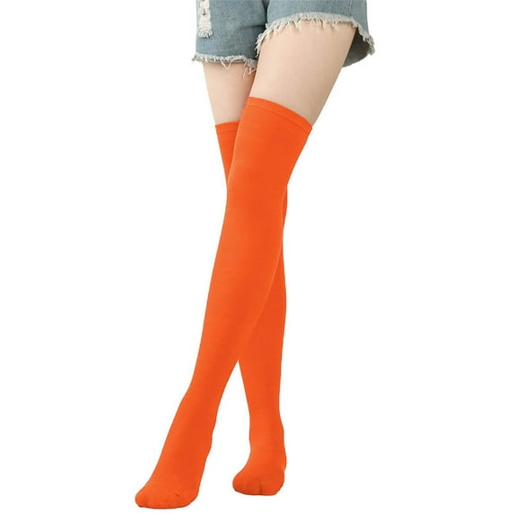 Sensestyle Womens Socks, Womens Long Socks Pure Color Socks Over The Knee Socks Festival Christmas Thigh High Socks for Women Orange