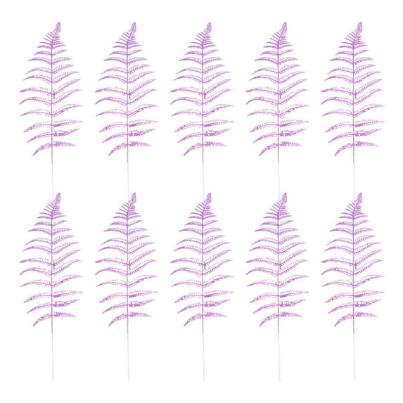 Sensethe 10 Glitter Christmas Picks Leaf Spray for Tree/Wreath/Garland Decor (Purple)