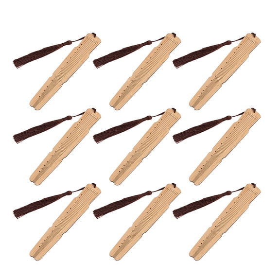 Sensethe 12Pcs Carving Wooden Vintage Chinese Zither Page Markers Planner Guqin Souvenirs Gift with Tassel for Creative Stationery