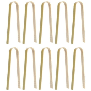 Sensethe 20 Disposable Bamboo Tongs for Bread, Toast, Food, and Grill Serving Clips