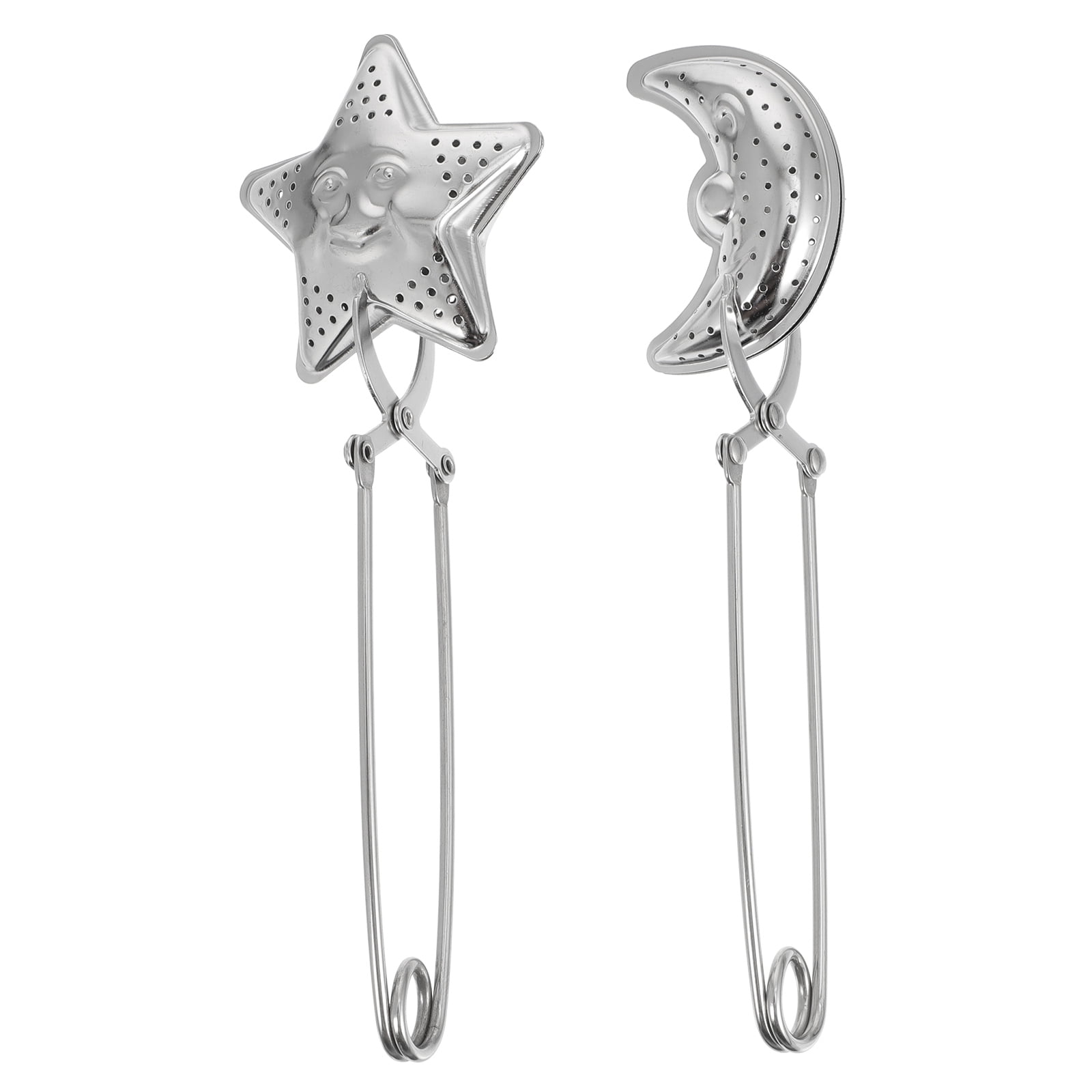 Sensethe 2x Moon & Star Tea Snap Balls Strainer Stainless Steel Infuser