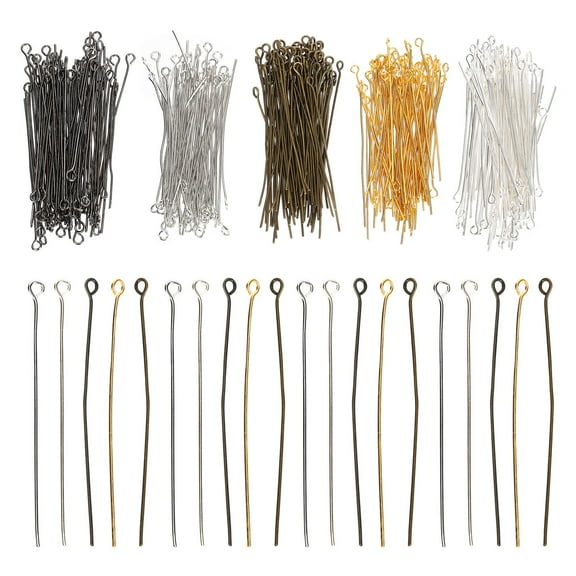 500Pcs Metal Eye Pin Head Pin Open Eye Pin for Earring Bracelet Pendant Jewelry Making
