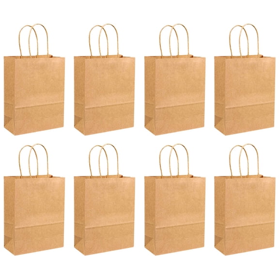 Sensethe Kraft Paper Tote Bag Reusable Paper Shopping Bags with Handles Dessert Cake Retail Bag Storage for Festival Birthday Party Favor 50pcs