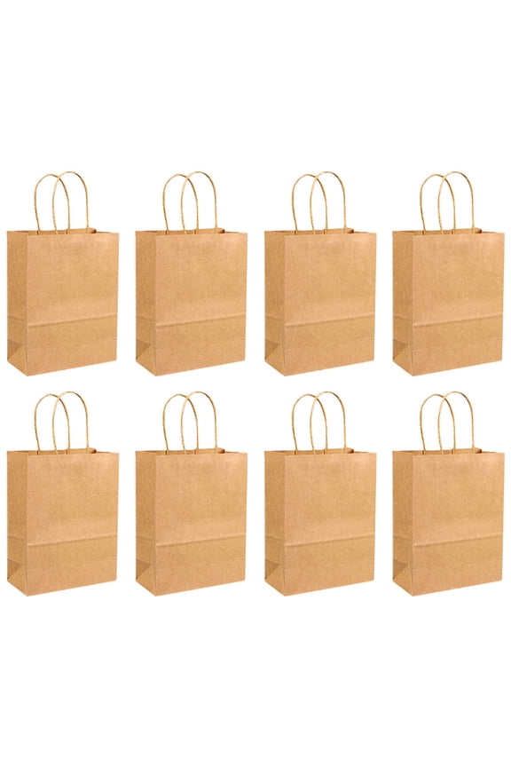 e Kraft Paper Tote Bag Reusable Paper Shopping Bags with Handles Dessert Cake Retail Bag Storage for Festival Birthday Party Favor 50pcs