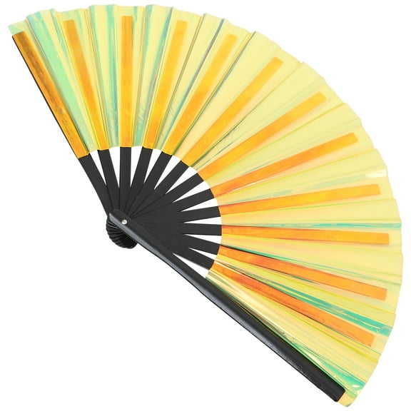 Sensethe Large Chinese Handheld Folding Fan Plastic Chinese Style Stage Performance Fan for Dancing Party
