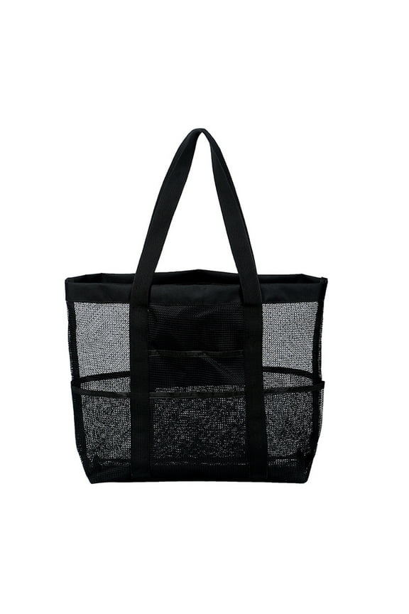 e Mesh Beach Tote Portable Beach Pouch Travel Toiletry Storage Bag Multi-pocket Beach Bag