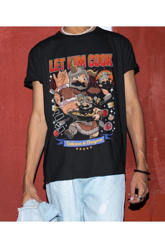 Senshi T-shirt, Delicious in Dungeon Manga Anime Shirt,Black color,size L