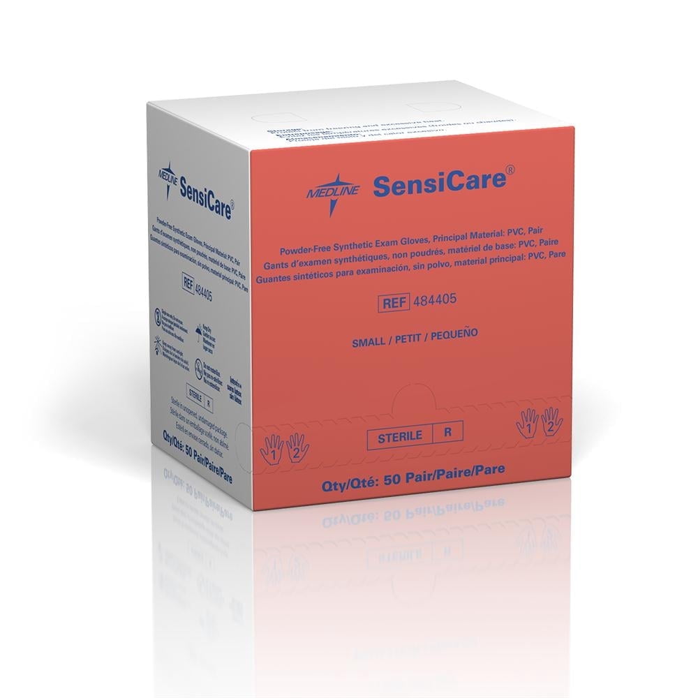 SensiCare PF Stretch Vinyl Sterile Exam Gloves,Beige,Small,Case of 200