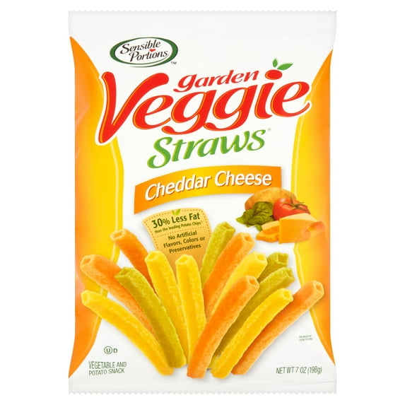 Sensible Portions Cheddar Cheese Garden Veggie Straws, 7 oz, 12 pack
