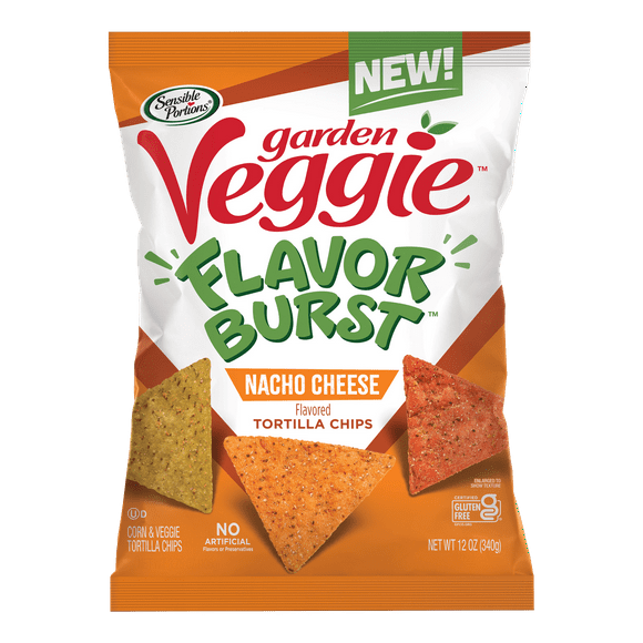 Sensible Portions Garden Veggie Flavor Burst Nacho Cheese Tortilla Chips, 12 oz