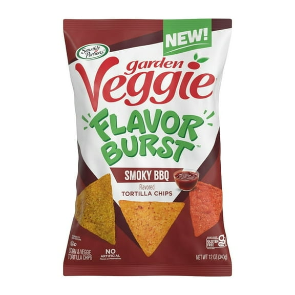 Sensible Portions Garden Veggie Flavor Burst Smoky BBQ Tortilla Chips, 12 oz ( 3 Pack )