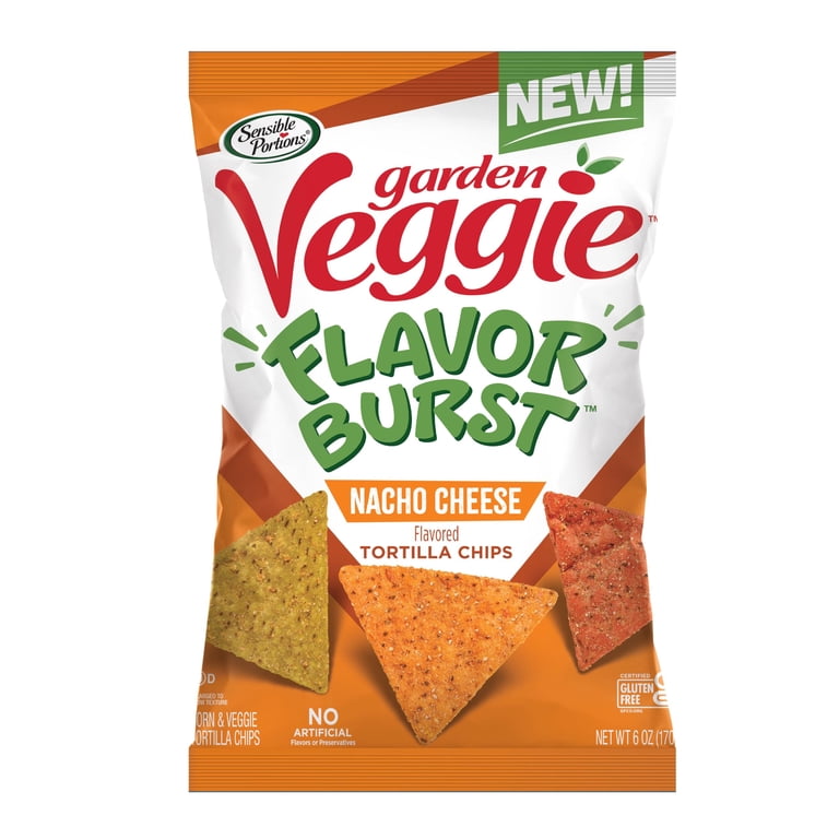 Sensible Portions Garden Veggie Tortilla Chips, Nacho Cheese, 6 Oz