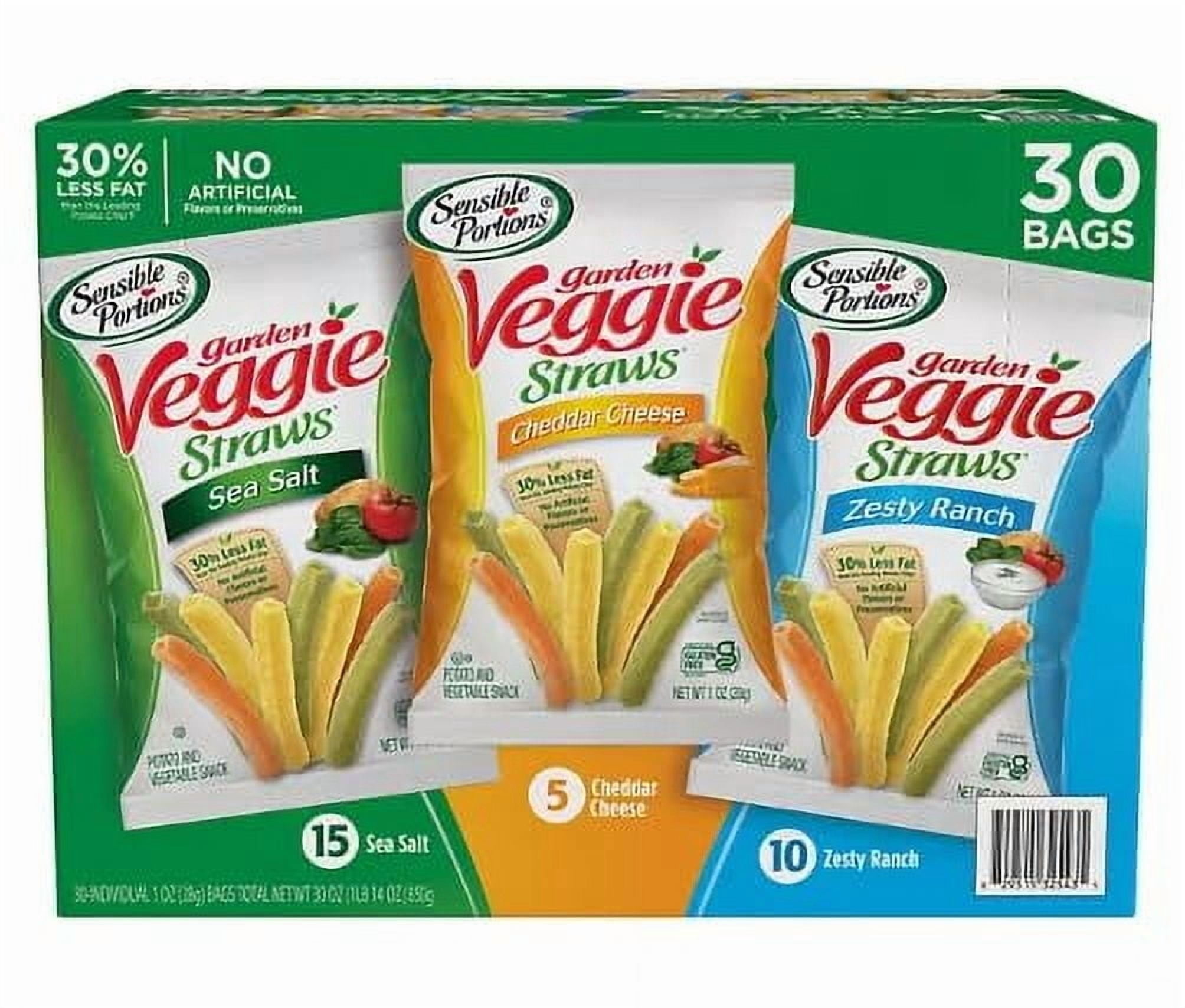 Sensible Portions Garden Veggie Snack Straws Shape Chips Variety Pack, 30 Count