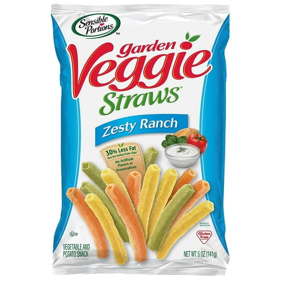 Sensible Portions Garden Veggie Straws Gluten Free Zesty Ranch - 5 oz Pack of 2
