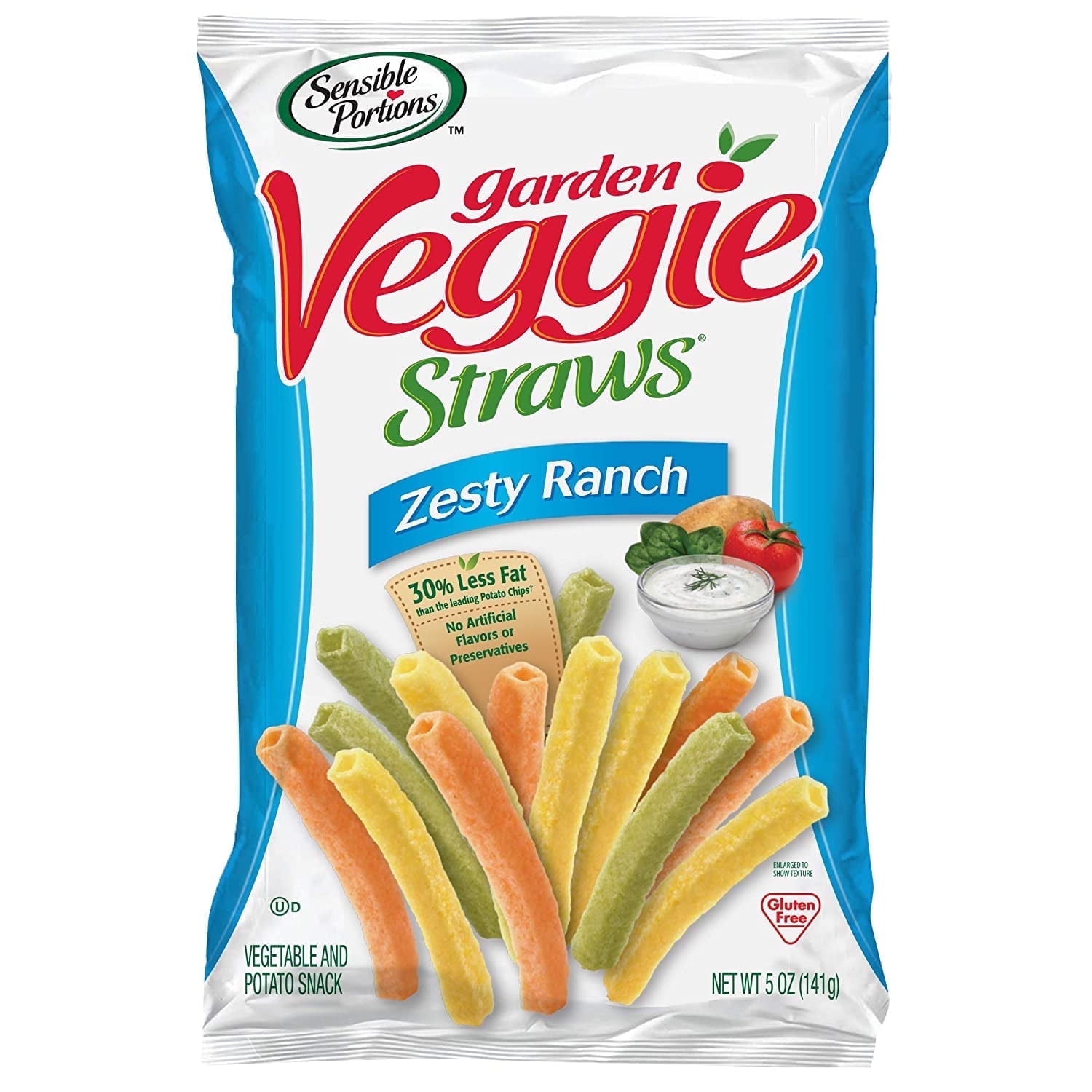 Sensible Portions Garden Veggie Straws Gluten Free Zesty Ranch - 5 oz Pack of 3