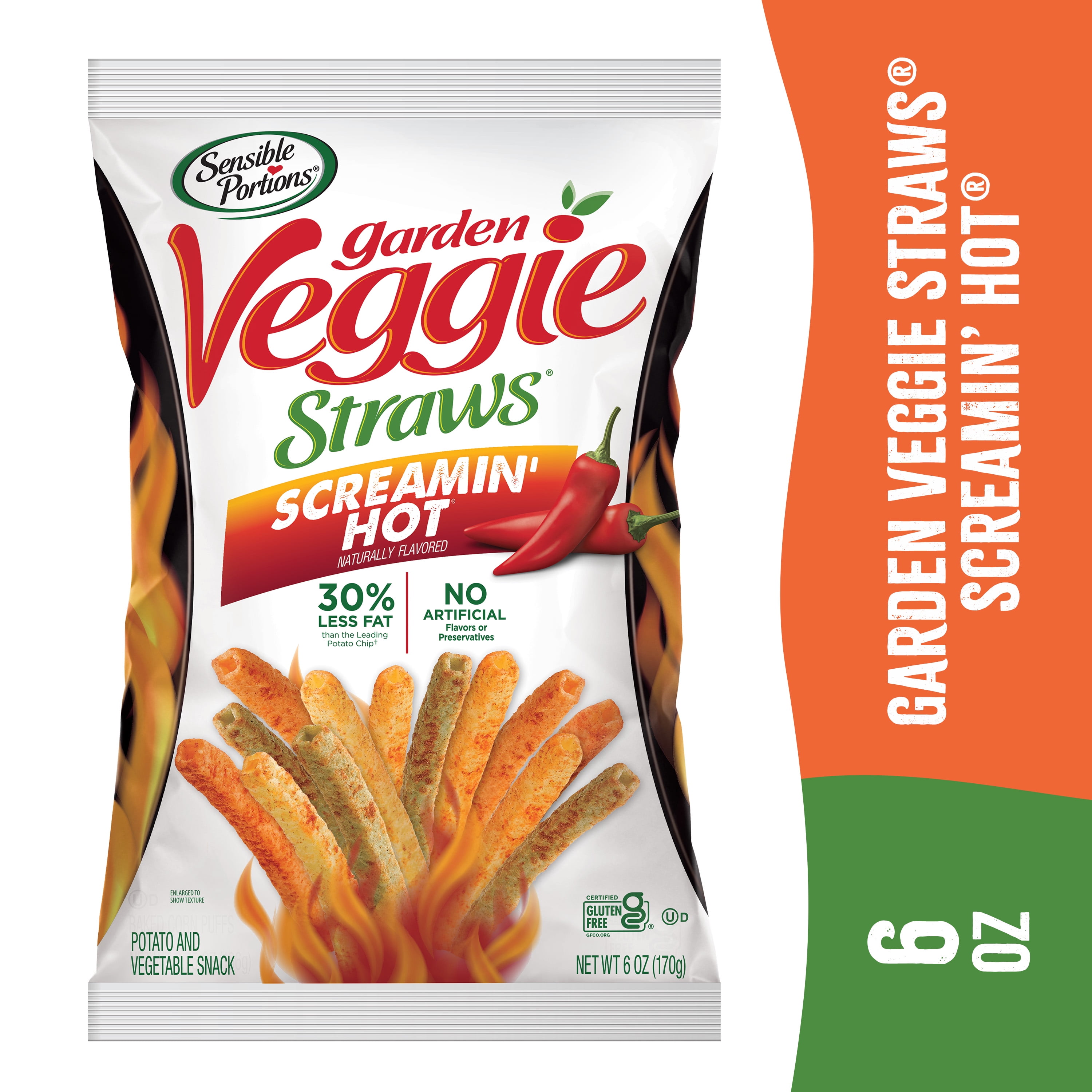 Sensible Portions Veggie Snack, Screamin' Hot Garden Veggie Straws ...