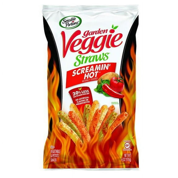 Sensible Portions Garden Veggie Straws Screaming Hot - Pack of 6