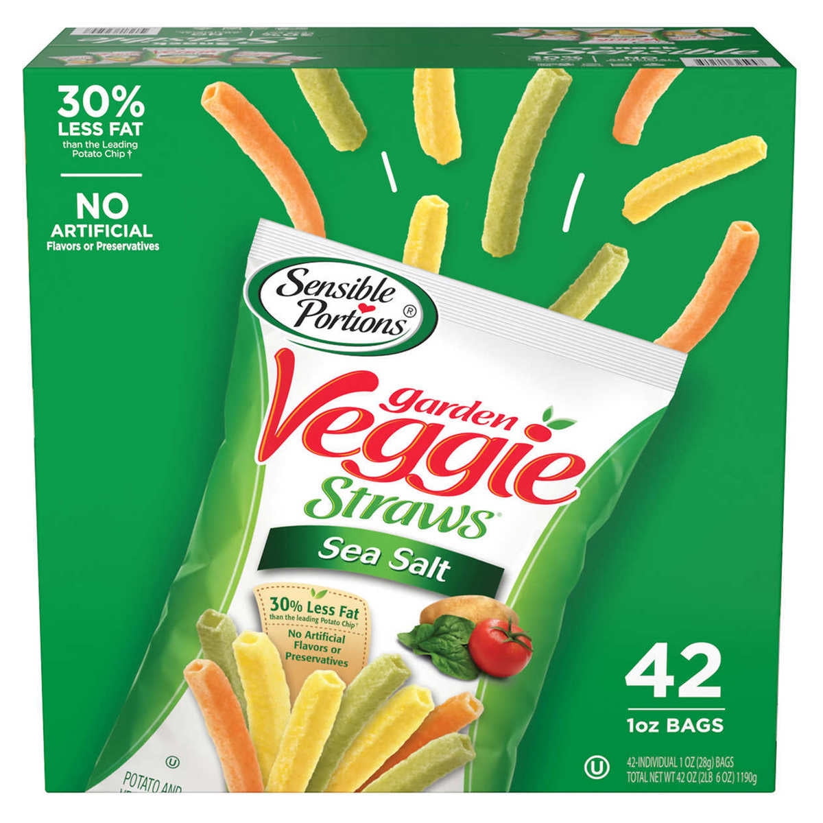 Sensible Portions, Garden Veggie Straws, Sea Salt, 1 oz, 42Count
