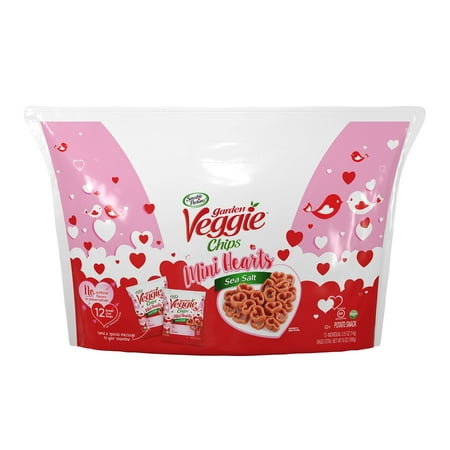 Sensible Portions Garden Veggie Valentines Mini Hearts Snack Chips, Sea Salt, 0.5 oz (12 Count)