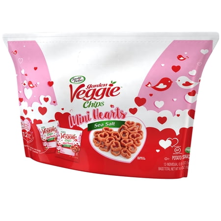 Sensible Portions Garden Veggie Mini Hearts Sea Salt Snack Chips, 0.5 oz Bags Multipack (12 Count)