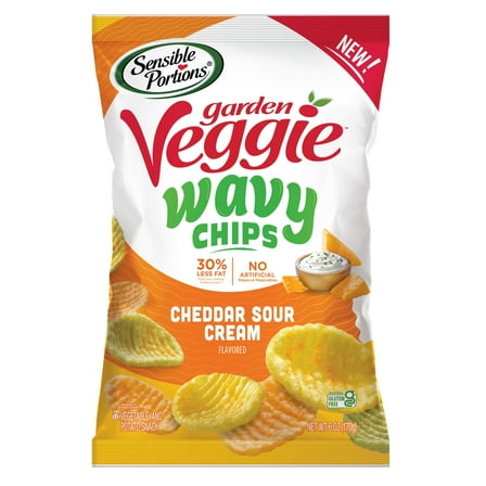 Sensible Portions Garden Veggie Wavy Chips, Cheddar Sour Cream, 6 oz