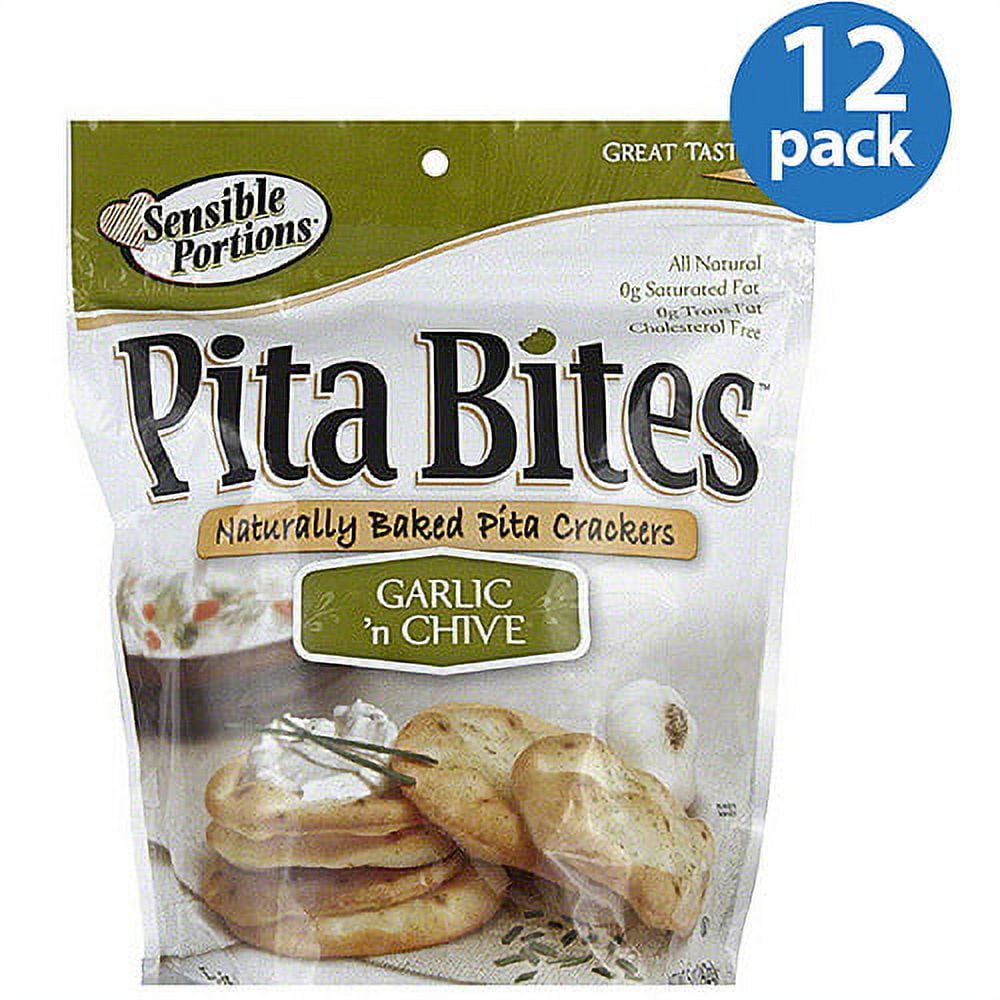 Sensible Portions Garlic 'n Chive Naturally Baked Pita Crackers, 5 oz