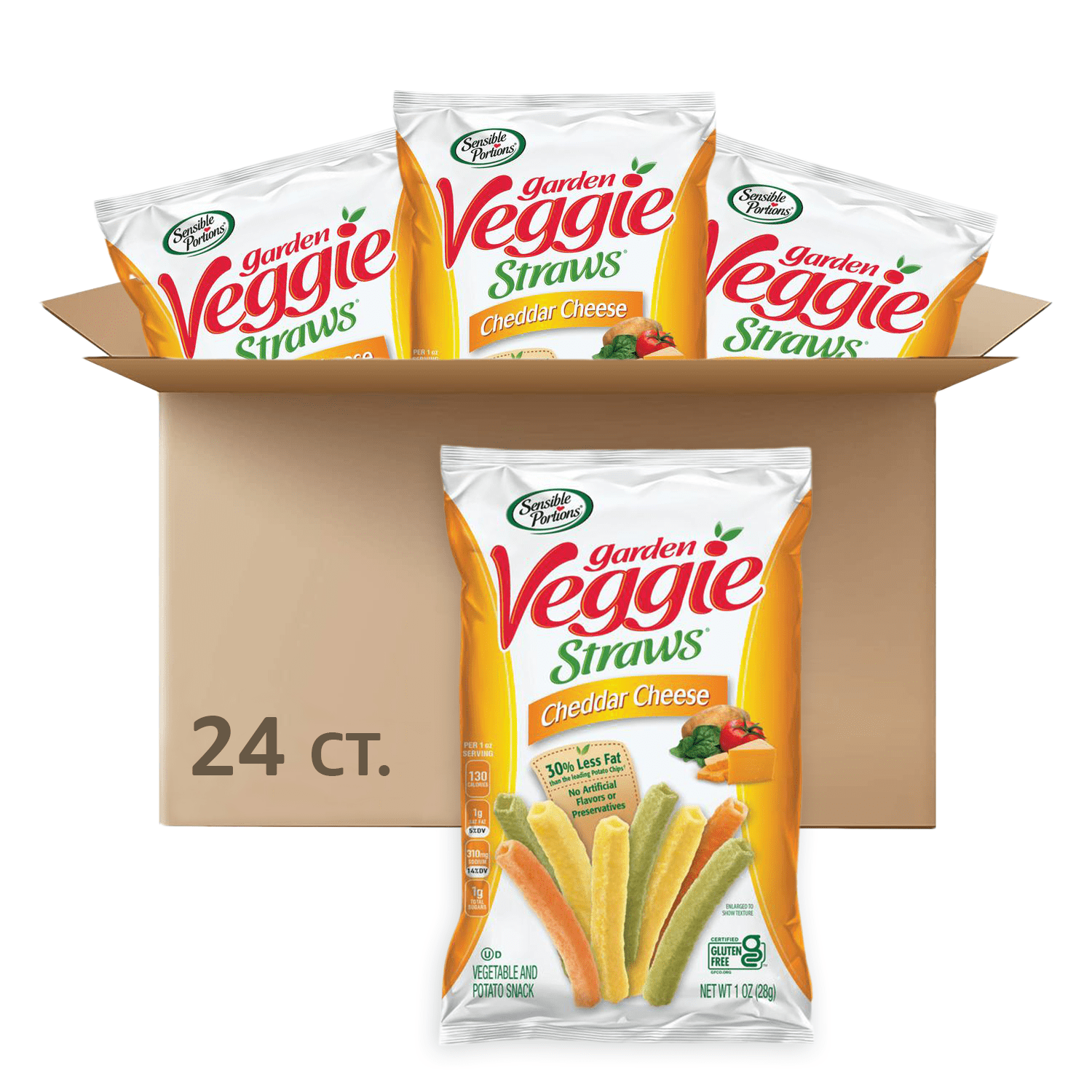 Sensible Portions GlutenFree Cheddar Cheese Garden Veggie Straws, 1 oz