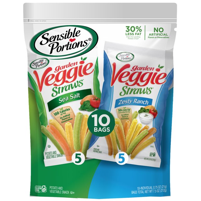 Sensible Portions GlutenFree Garden Veggie Straws, Zesty Ranch & Sea