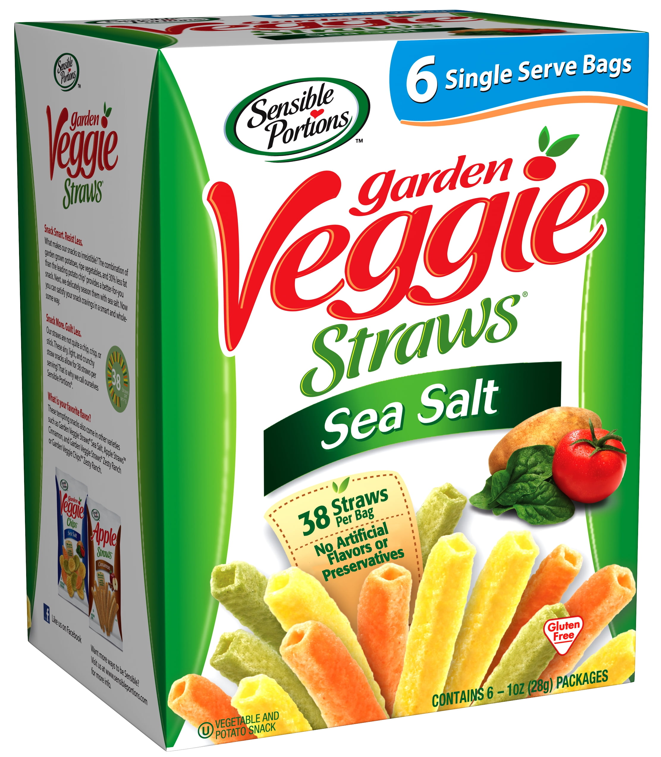 Sensible Portions GlutenFree Sea Salt Garden Veggie Straws, 1 oz (6