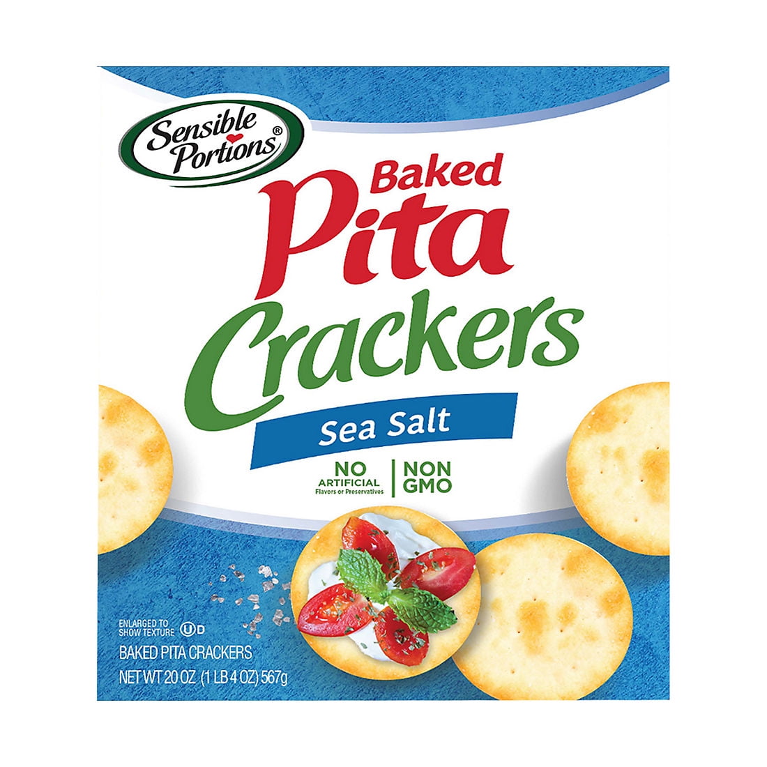 Sensible Portions Pita Crackers Sea Salt, 20 oz