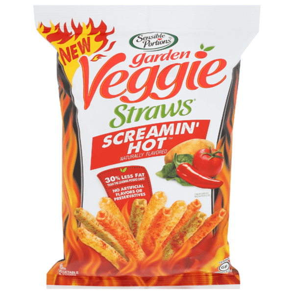 Sensible Portions Screamin Hot Garden Veggie Straws 4.25 oz - Pack of 5