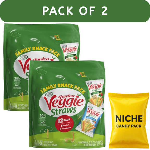 Sensible Portions Veggie Straws Variety Pack  12ct (2 Pack) + Free Candy Pack Included