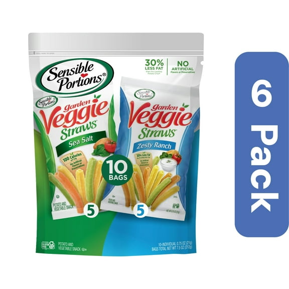 Sensible Portions Veggie Straws Variety Sea Salt 7.5 oz (Pack Of 6)