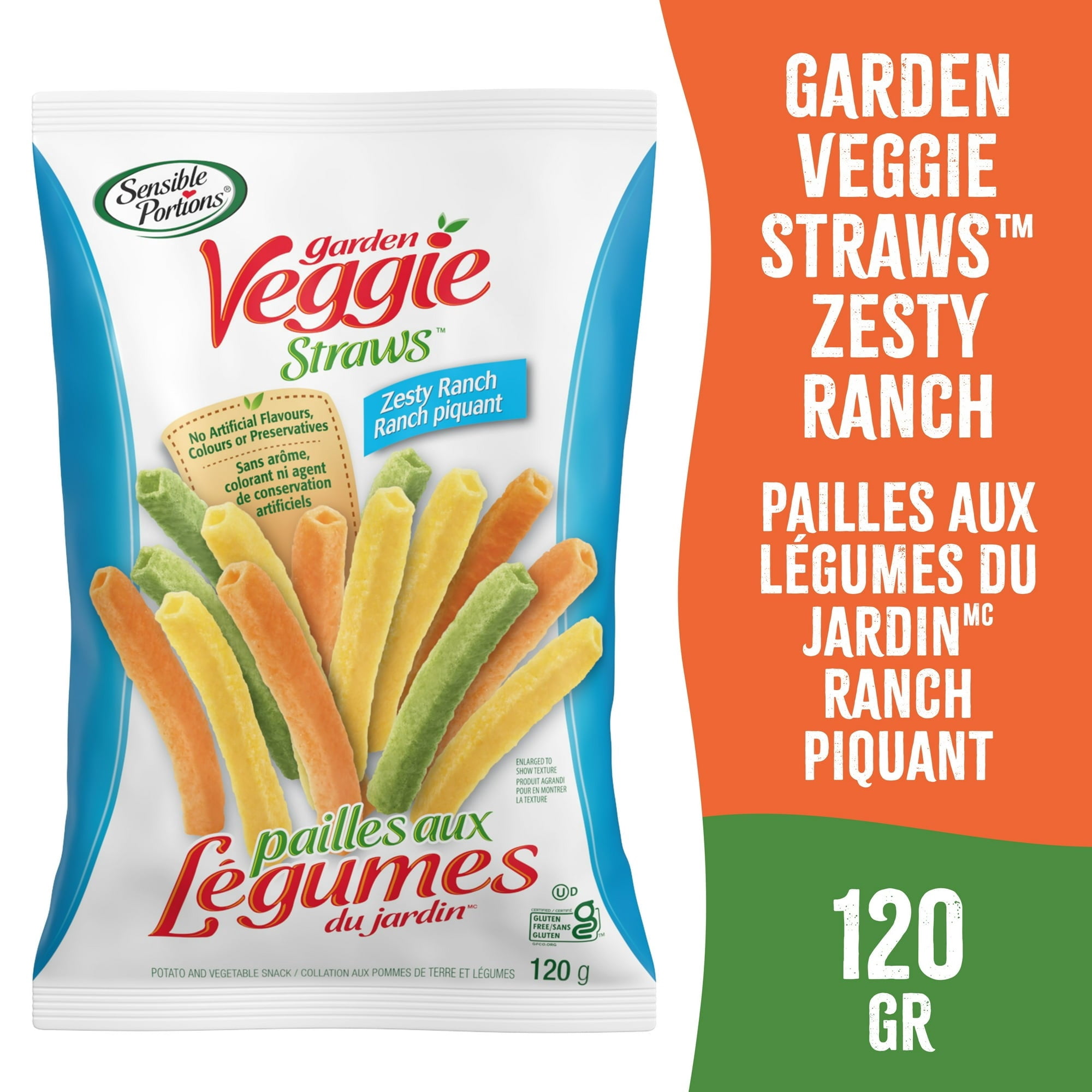 Sensible Portions, Veggie Straws, Zesty Ranch Flavor, 120g
