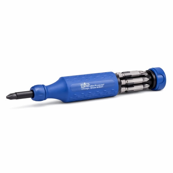 Sensible Products USA 8-in-1 Multi-Bit Screwdriver EZ Guide Collar, Retractable Bit Cartridge, Magnetic Hex Nut Driver & Palm-Save Cap