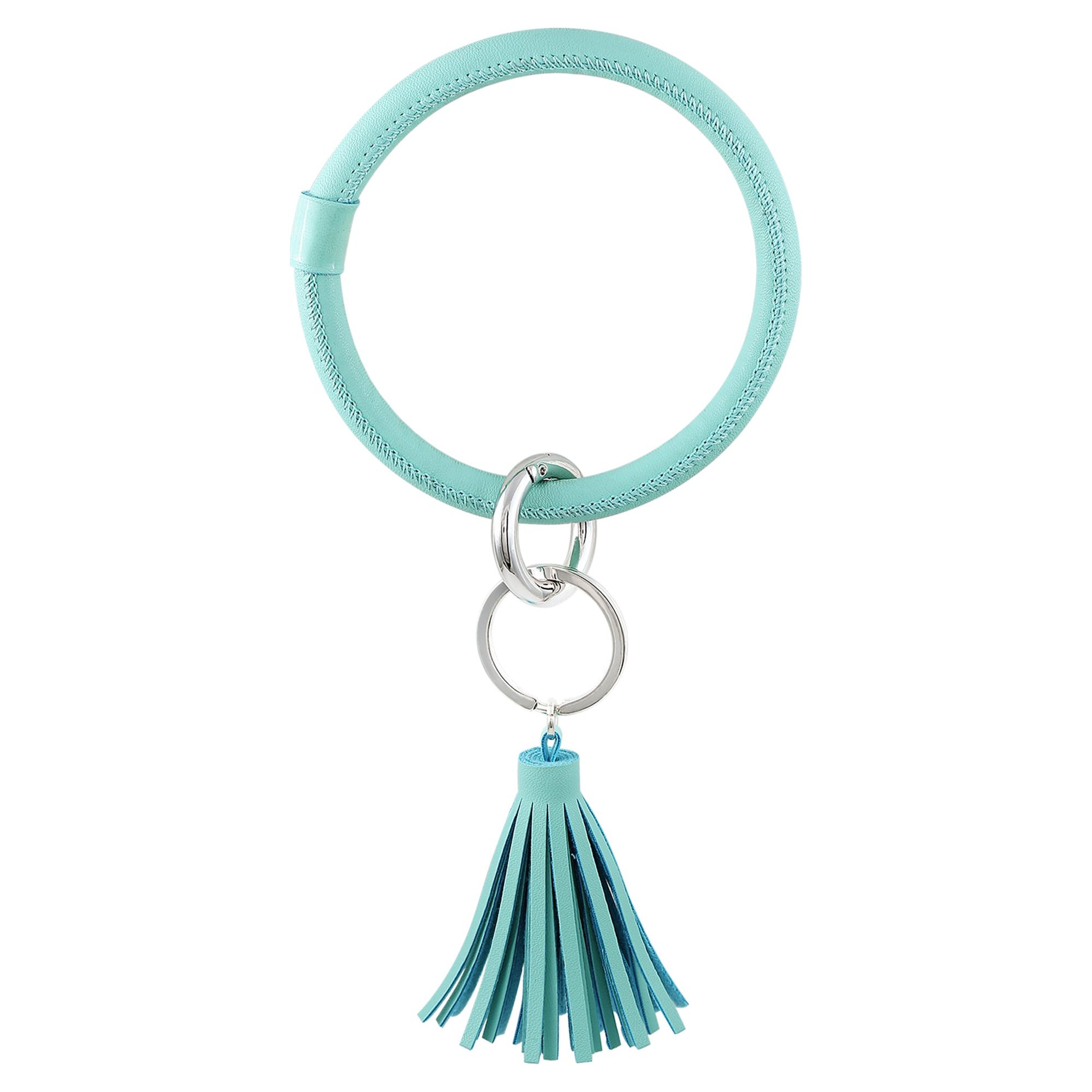 Sensible Solutions Women's Turquoise Faux Leather Tassel Bangle