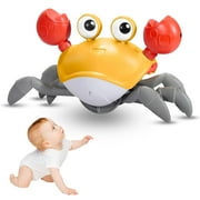 Muzhda Sensing Crawling Crab, Interactive Tummy Time Toy with Lights and Sounds