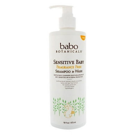 Sensitive Baby Shampoo And Wash Fragrance Free By Babo Botanicals, 16 Oz, 6 Pack