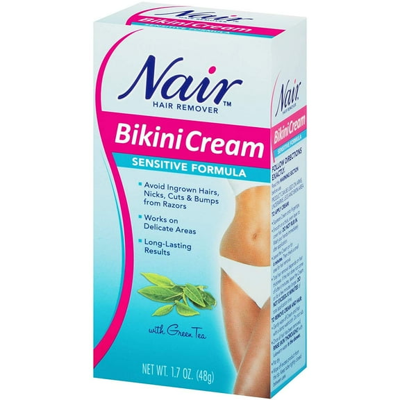 Sensitive Formula Bikini Cream with Green Tea Hair Remover by Nair, 1.7 Ounce