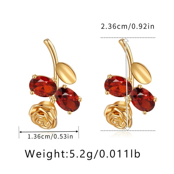 Sensitive Rose Earrings Silver Needle S925 Anti-Allergy Inset Zircon Exquisite Light Luxury Earrings Copper Plated 18K Gold