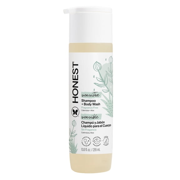 The Honest Company Sensitive 2-in-1 Shampoo and Body Wash, Fragrance Free, 10 fl oz