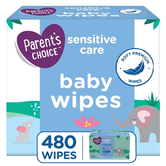 Sensitive Skin Hypoallergenic Baby Wipes with Aloe, 480 Count